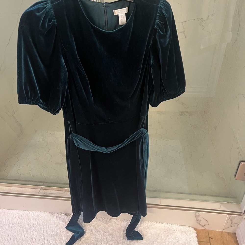 London Times Dark Green Velvet Dress